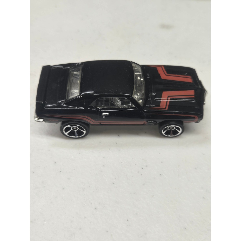 Hot Wheels 69 Camaro Black with Red Stripes Diecast Muscle Car 1/64 Scale